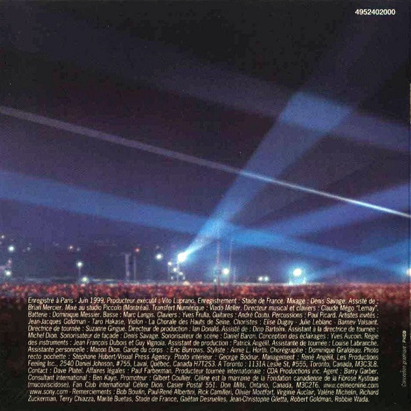 Celine Dion  Au Coeur Du Stade : Front + Inlay